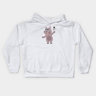 Happy Pickleball Hippo Kids Hoodie